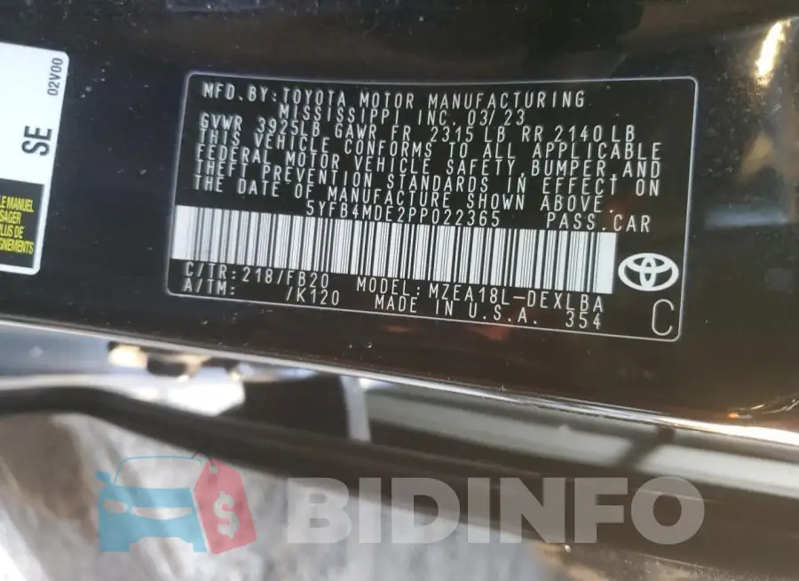 5YFB4MDE2PP022365 Photo# 12