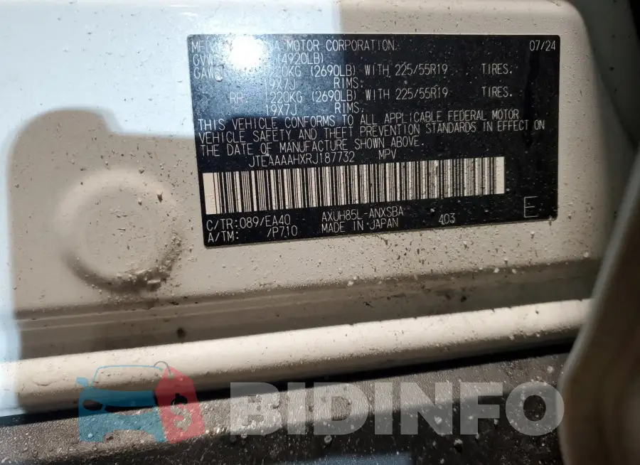 JTEAAAAHXRJ187732 Photo# 13