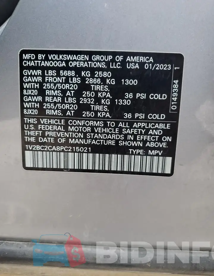 1V2BC2CA8PC215021 Photo# 13