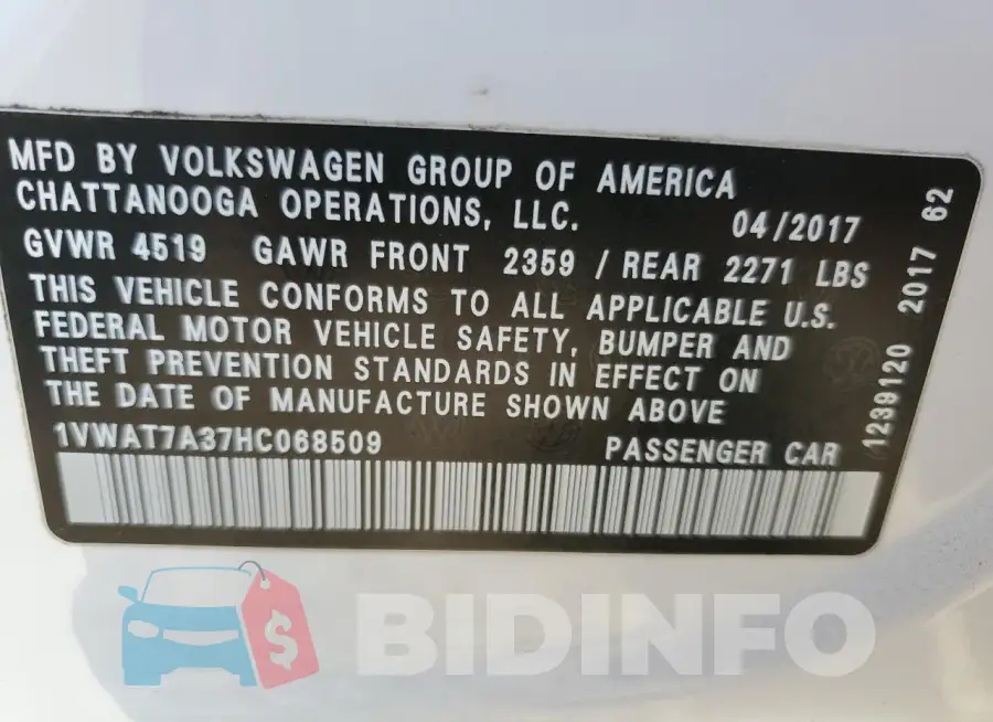 1VWAT7A37HC068509 Photo# 13