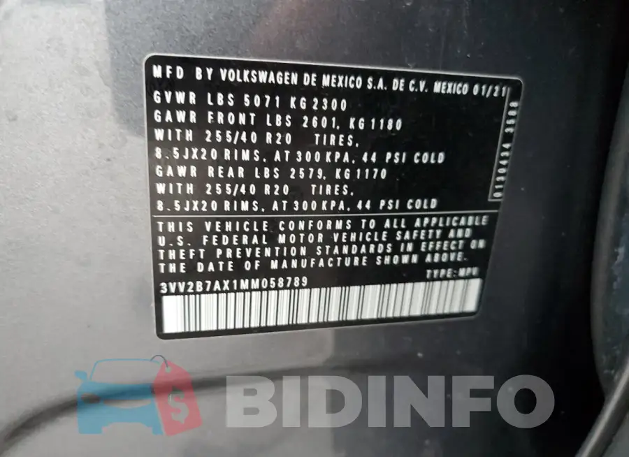 3VV2B7AX1MM058789 Photo# 13