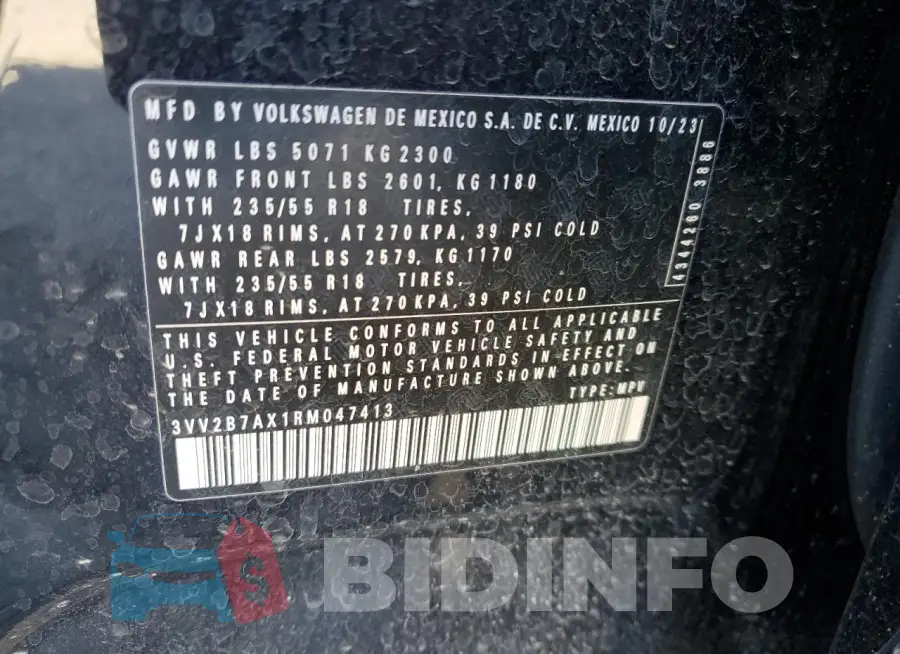 3VV2B7AX1RM047413 Photo# 13