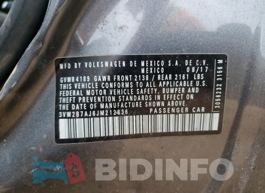 3VW2B7AJ6JM212836 Photo# 12