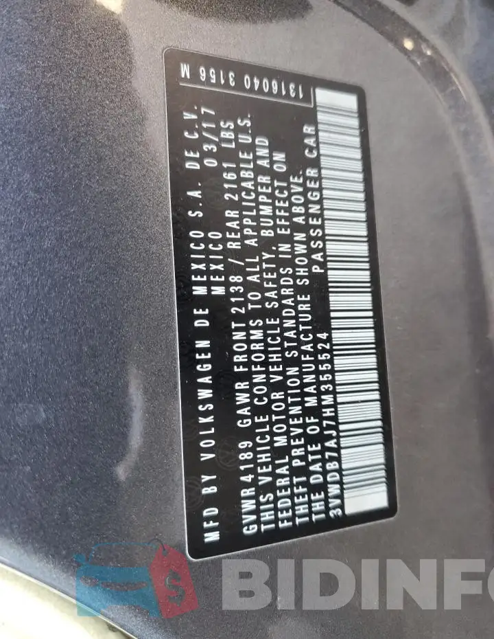 3VWDB7AJ7HM355524 Photo# 12