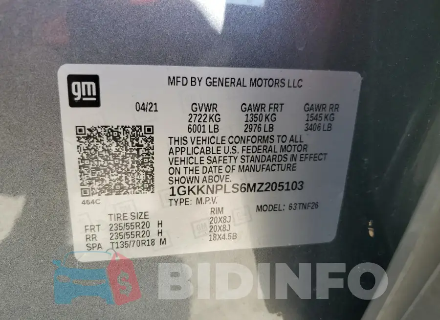 1GKKNPLS6MZ205103 Photo# 13