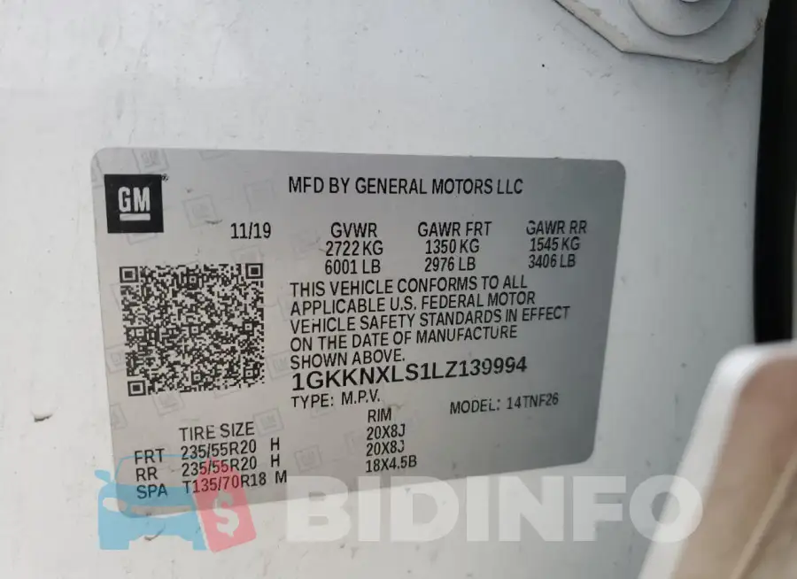 1GKKNXLS1LZ139994 Photo# 13