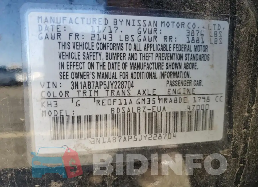 3N1AB7AP5JY228704 Photo# 13