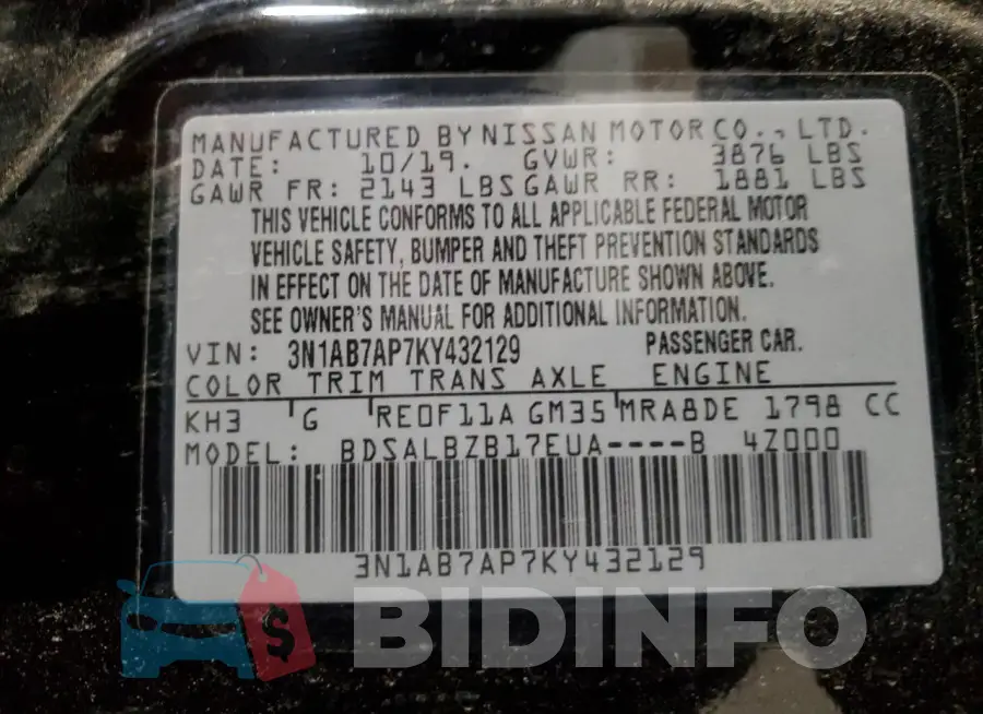 3N1AB7AP7KY432129 Photo# 12