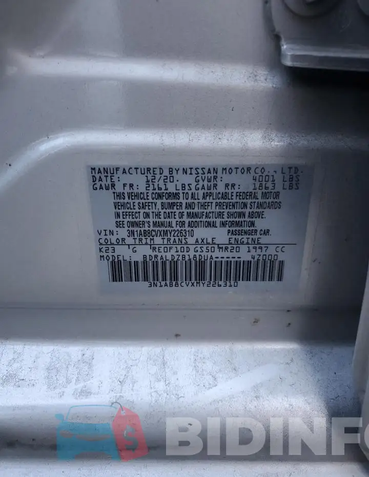 3N1AB8CVXMY226310 Photo# 13