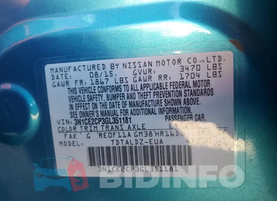 3N1CE2CP3GL351181 Photo# 12