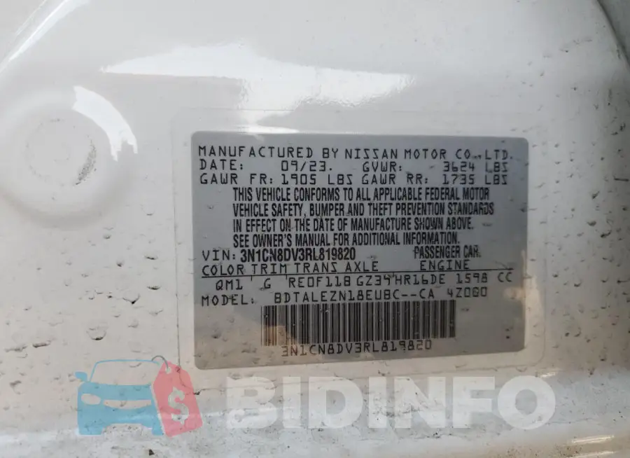 3N1CN8DV3RL819820 Photo# 12