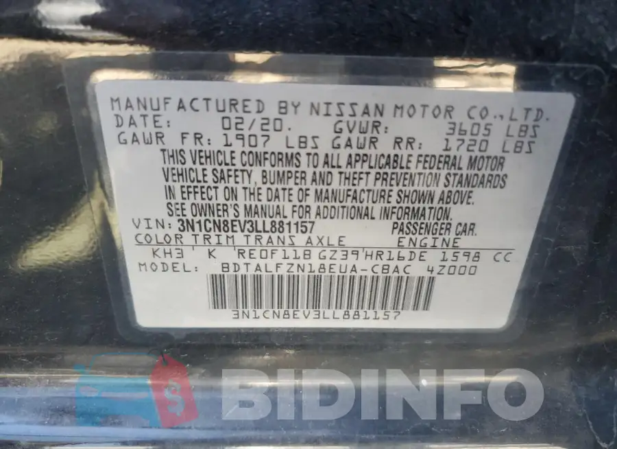 3N1CN8EV3LL881157 Photo# 13