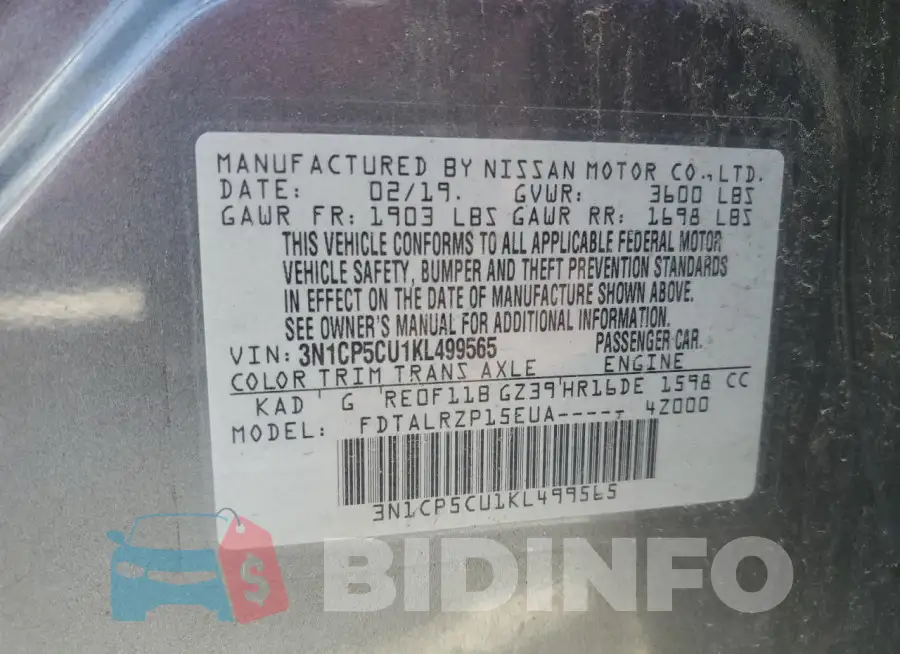 3N1CP5CU1KL499565 Photo# 13