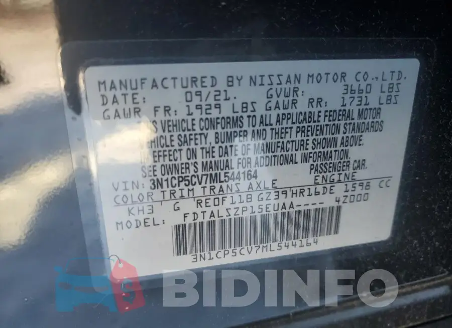 3N1CP5CV7ML544164 Photo# 13