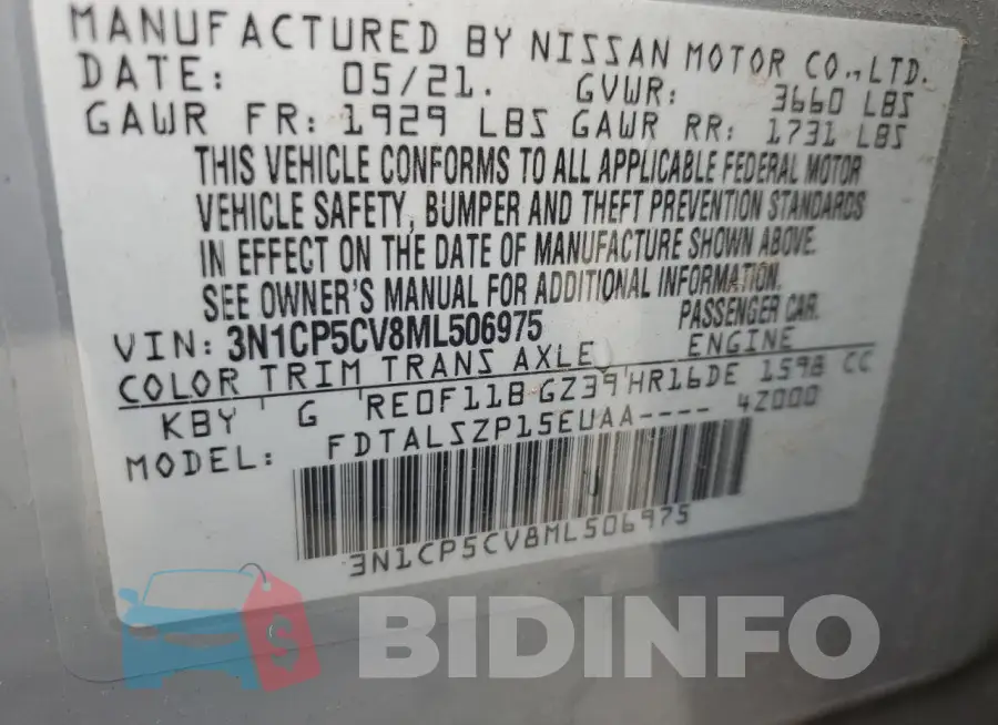 3N1CP5CV8ML506975 Photo# 13
