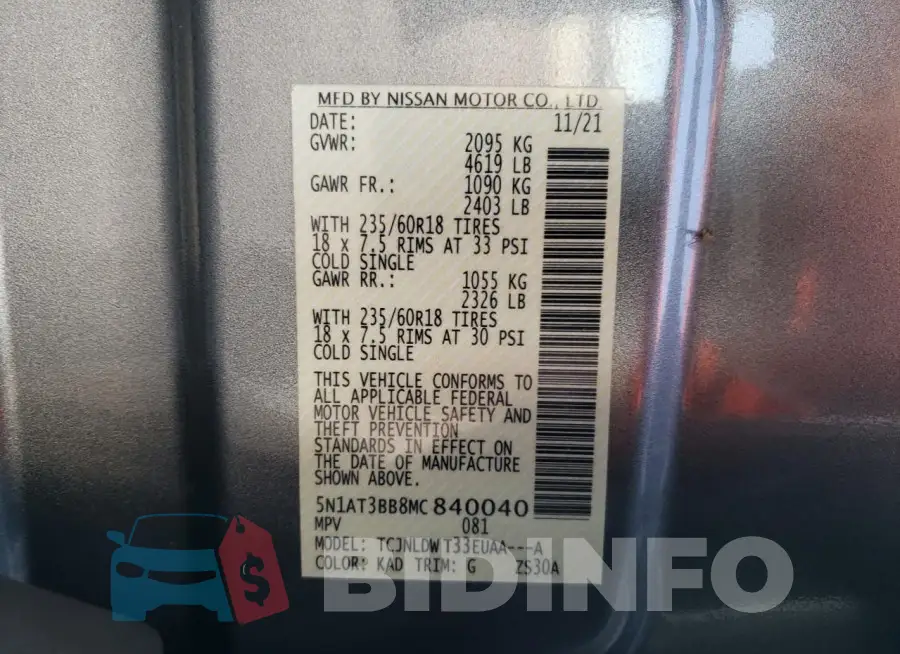5N1AT3BB8MC840040 Photo# 13