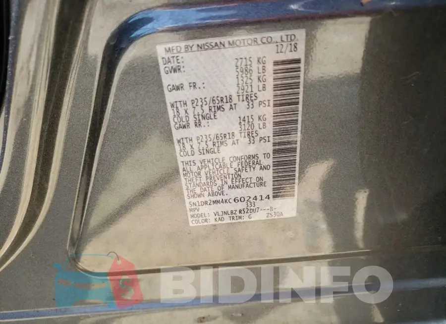 5N1DR2MM4KC602414 Photo# 13