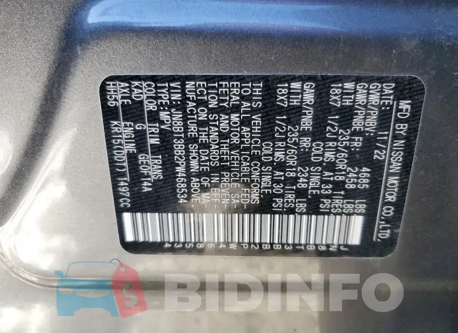 JN8BT3BB2PW468534 Photo# 13