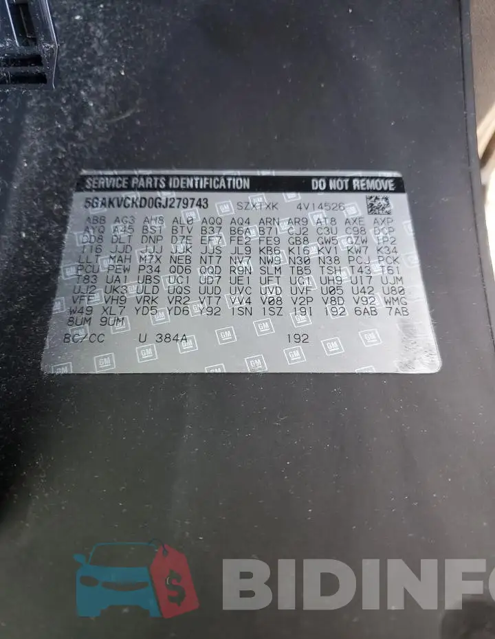 5GAKVCKD0GJ279743 Photo# 14