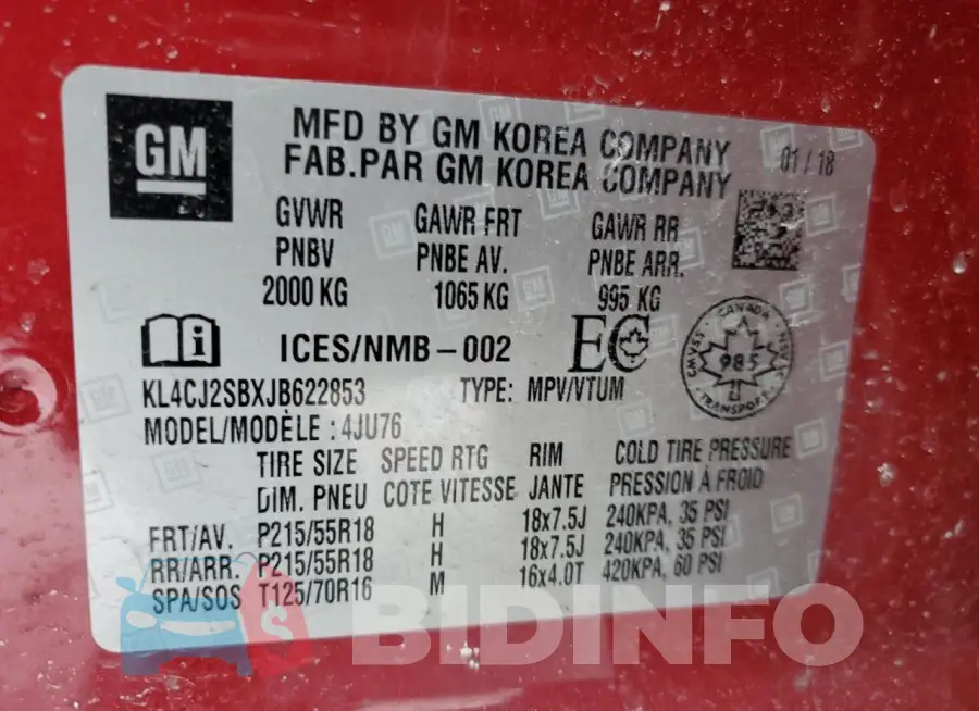KL4CJ2SBXJB622853 Photo# 14