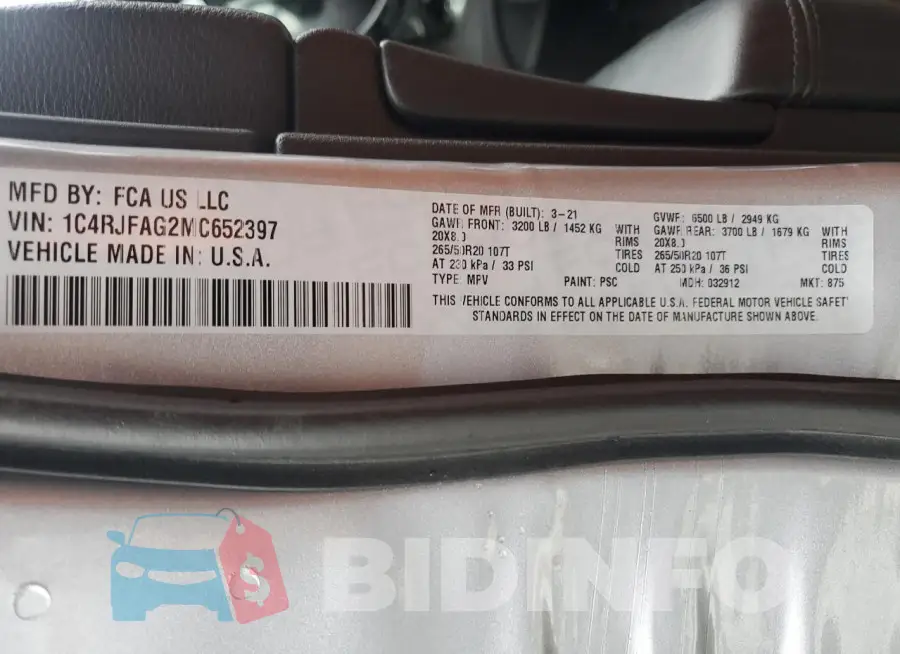 1C4RJFAG2MC652397 Photo# 12