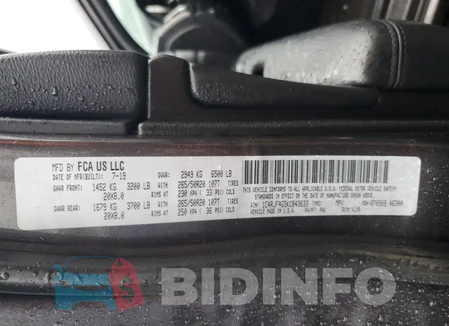 1C4RJFAG5KC843633 Photo# 13