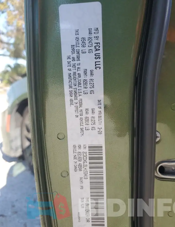 2C3CDXGJ3LH153419 Photo# 12