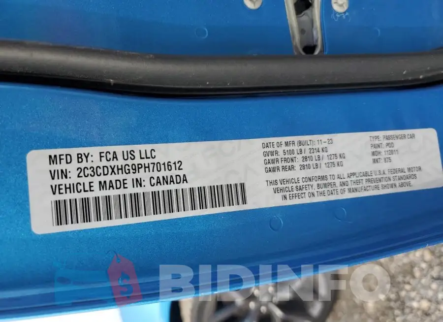 2C3CDXHG9PH701612 Photo# 12