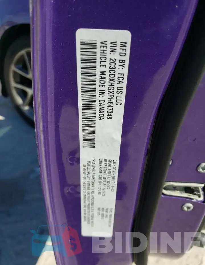 2C3CDXHGXPH647348 Photo# 13
