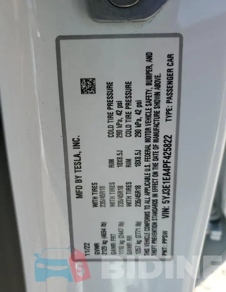 5YJ3E1EA4PF425822 Photo# 12