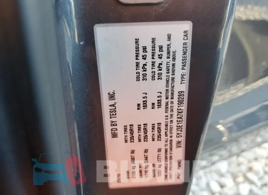 5YJ3E1EA7KF190289 Photo# 12