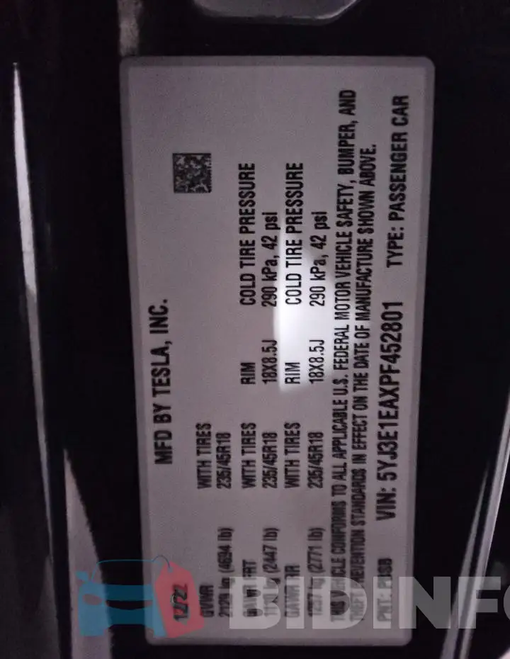 5YJ3E1EAXPF452801 Photo# 12