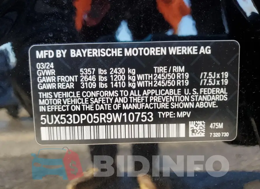 5UX53DP05R9W10753 Photo# 14