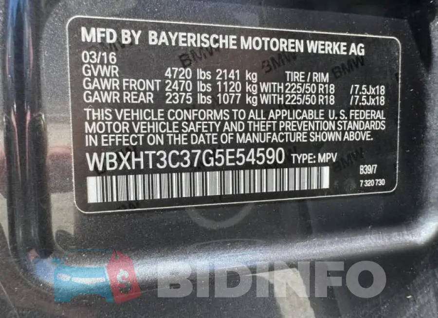 WBXHT3C37G5E54590 Photo# 15