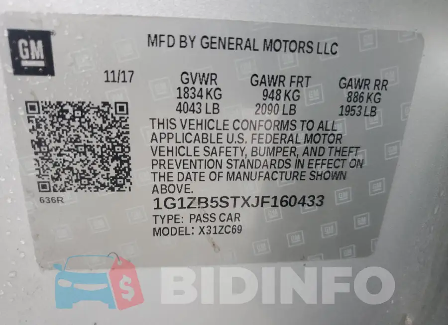 1G1ZB5STXJF160433 Photo# 12