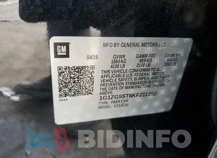1G1ZG5ST6KF211252 Photo# 12