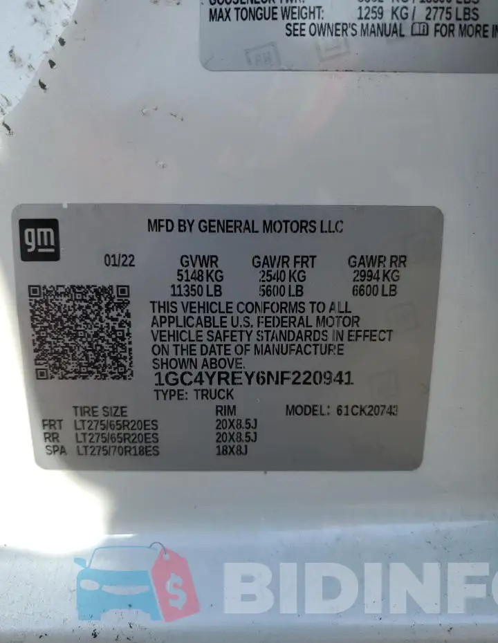 1GC4YREY6NF220941 Photo# 12