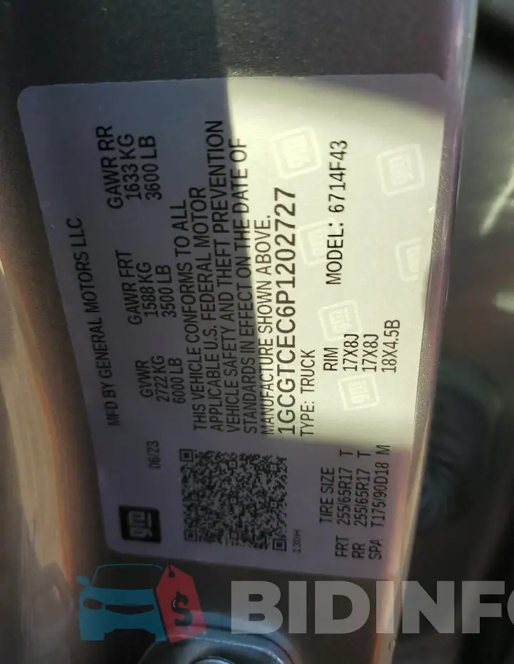 1GCGTCEC6P1202727 Photo# 12