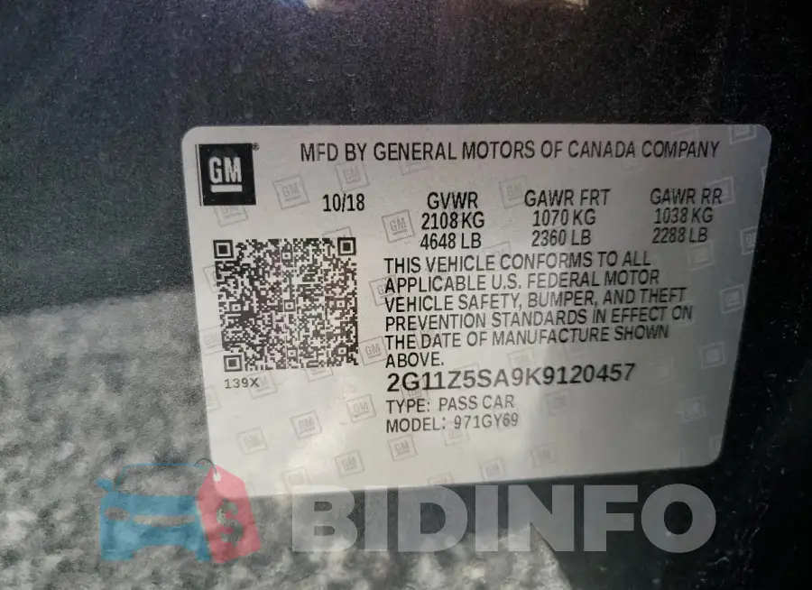 2G11Z5SA9K9120457 Photo# 12