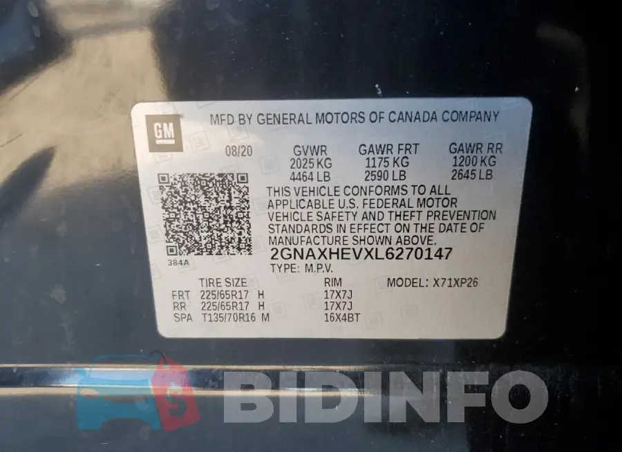 2GNAXHEVXL6270147 Photo# 14