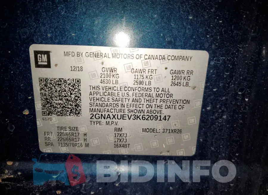 2GNAXUEV3K6209147 Photo# 13