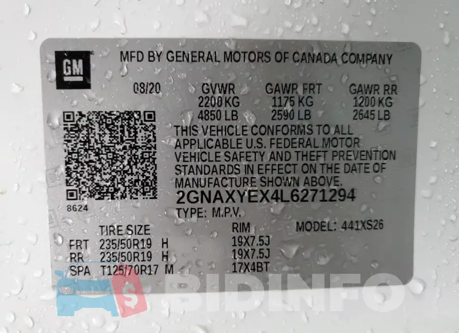 2GNAXYEX4L6271294 Photo# 13
