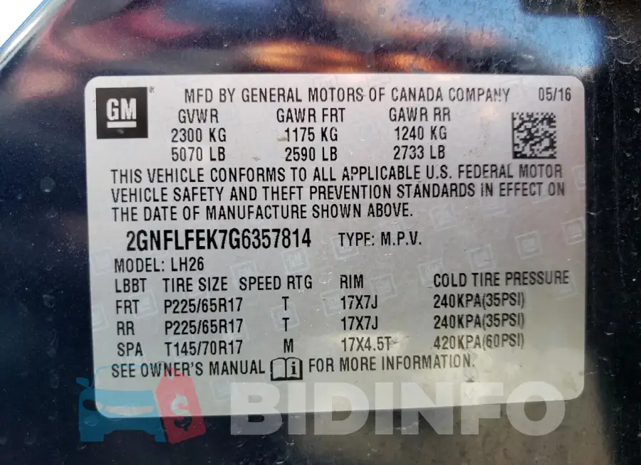 2GNFLFEK7G6357814 Photo# 13