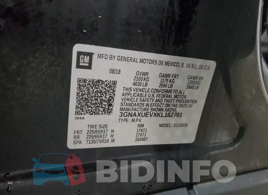 3GNAXUEVXKL162761 Photo# 13