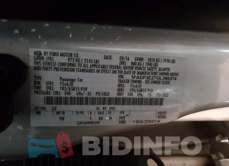 1FADP3E27GL386374 Photo# 12