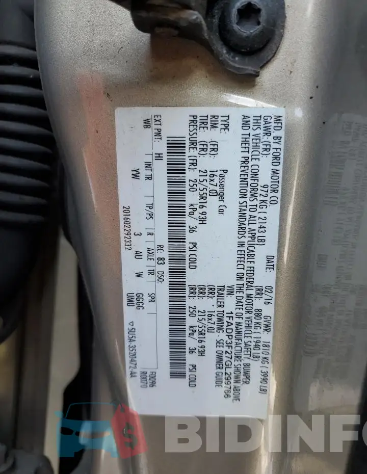 1FADP3F27GL299766 Photo# 13