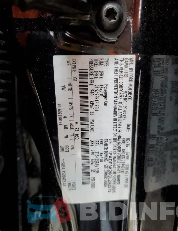 1FADP3K26GL292572 Photo# 12