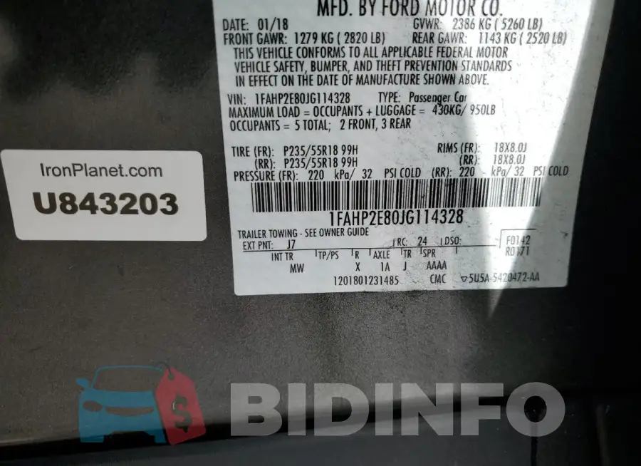 1FAHP2E80JG114328 Photo# 13