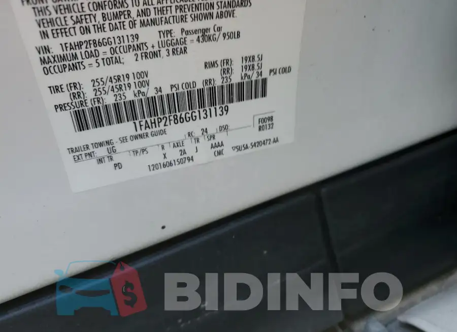 1FAHP2F86GG131139 Photo# 13
