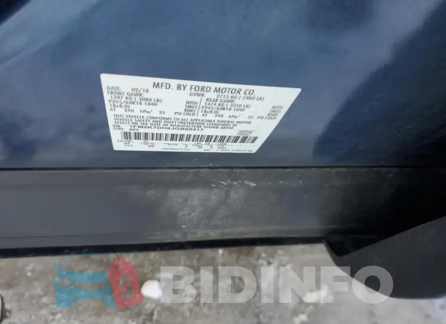 1FM5K7DH8JGB08413 Photo# 13